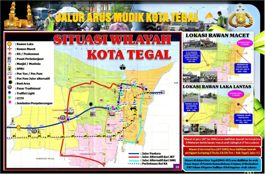 Peta Jalur Mudik 2015 di Kota Tegal