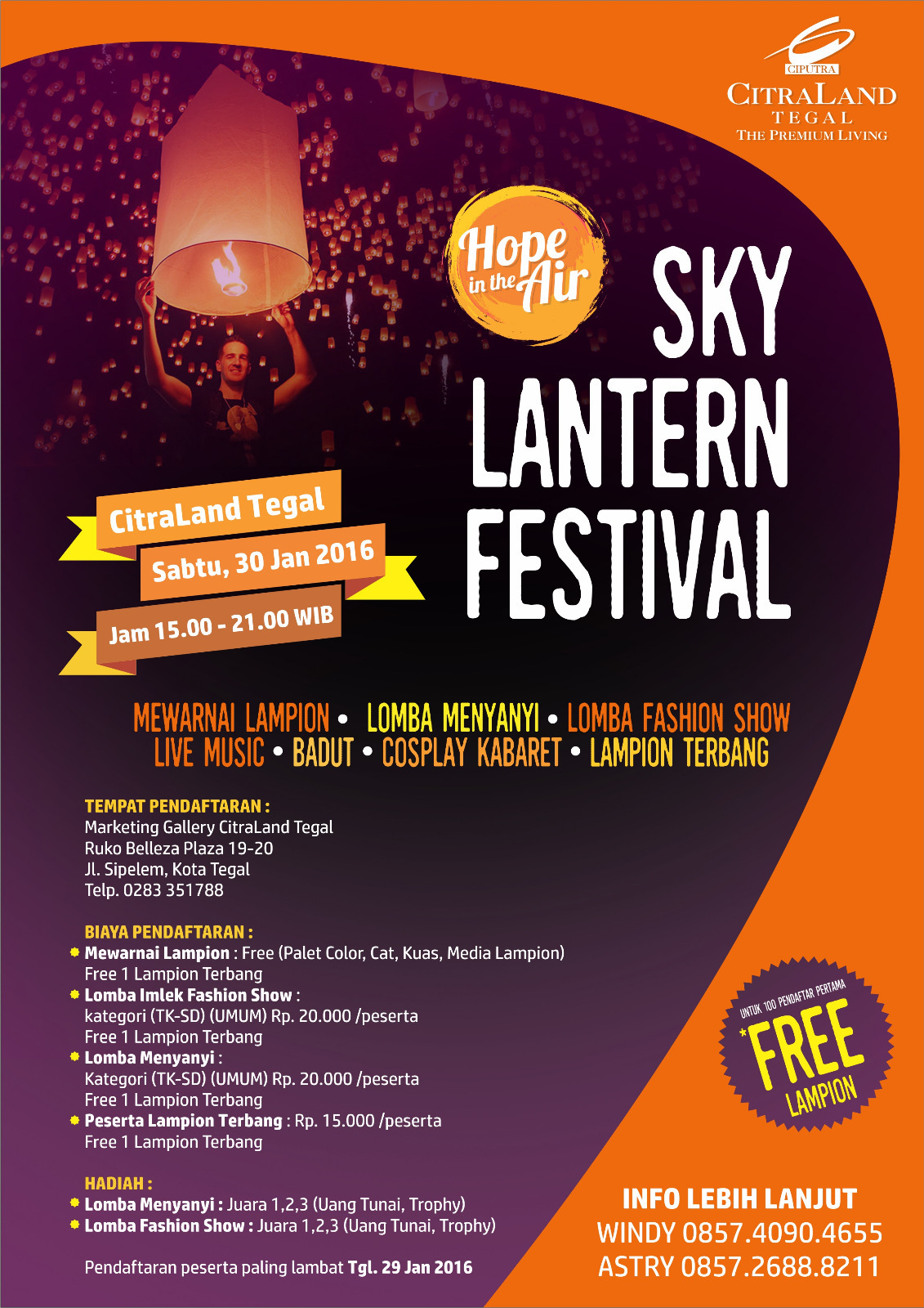 Tegal Sky Lantern Festival di Citraland Tegal  Info Tegal