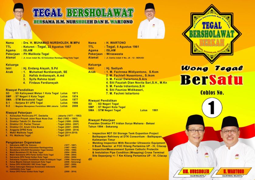 Visi Misi Bacalon Walikota Tegal nomer 1